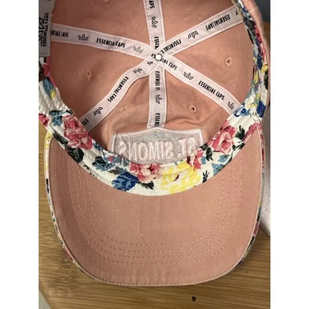 Baseball Cap Hat Womens‎ Beach St. Simons Island Georgia Cotton Adjustable Peach